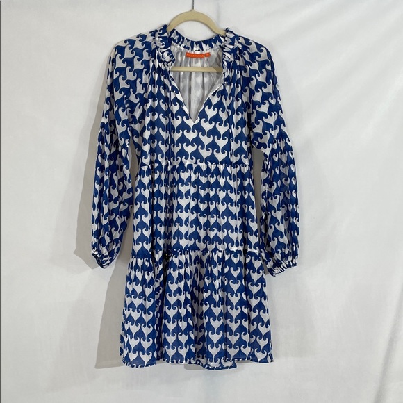 Oliphant Dresses & Skirts - Oliphant Dress XS united Arrows Blue White Print Tiered Lightweight Cotton EUC